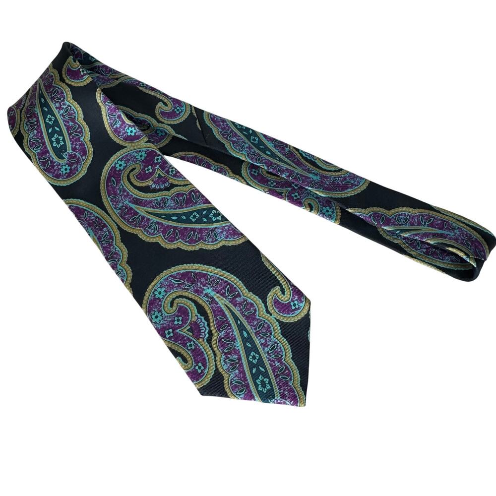Christian Dior Monsieur black/purple paisley silk tie
